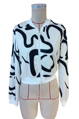 Zip-Up Baseball Jacket With Pattern Print image 3
