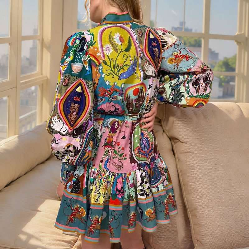 Graffiti Print Holiday Vacation Dress image 2