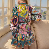 Graffiti Print Holiday Vacation Dress image 2