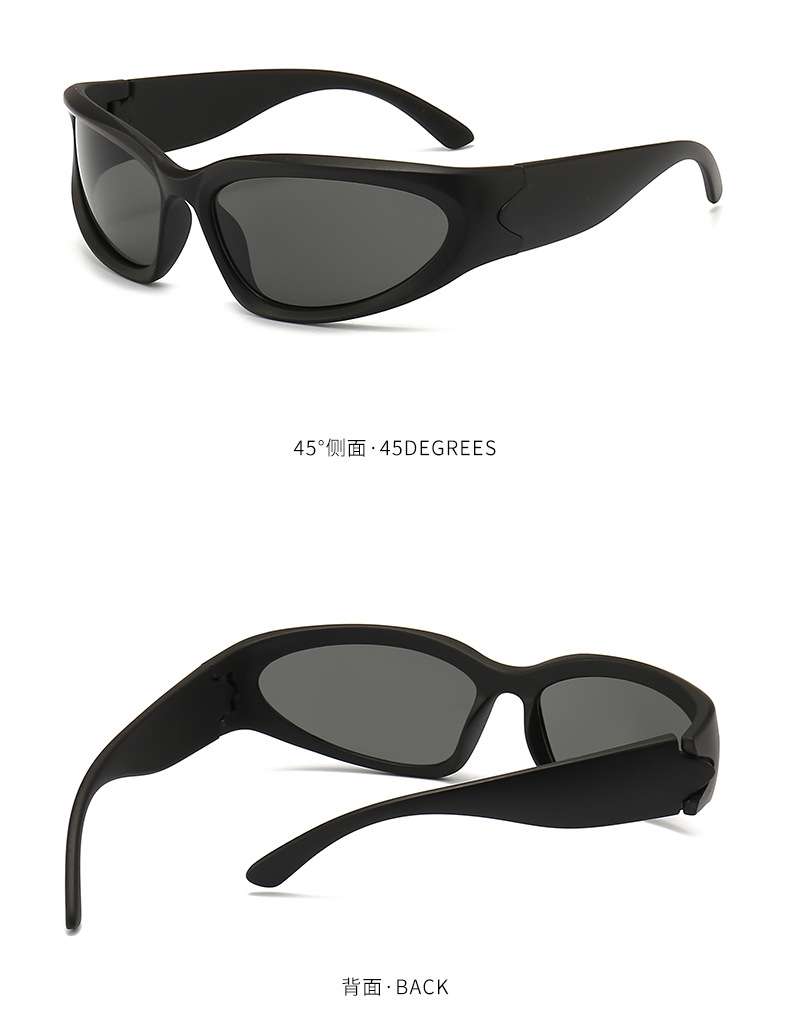 Sleek Black Wraparound Sunglasses image 4