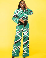 Geometric Luxe Wrap Jumpsuit - XL, Green image