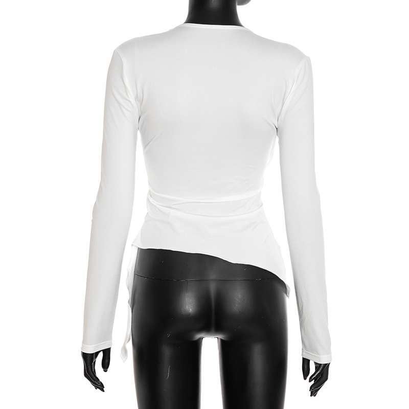 Wrap-Style Long Sleeve Top with Buckle Detail image 5