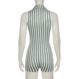 Striped Sleeveless Button-Front Romper image 5