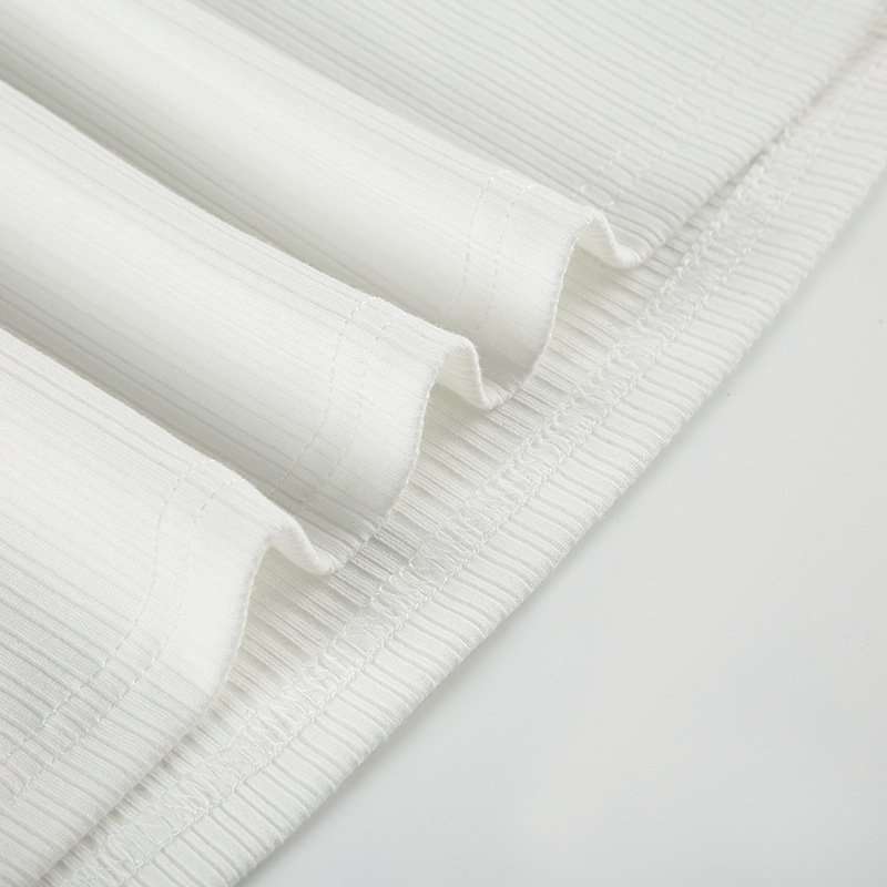 White Ribbed Fitted Crop Top image 5