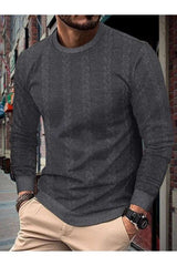 Solid Round Neck Longt Pullover - XL, Dark Grey image