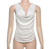 Ruched Drape Neck Sleeveless Top image 2