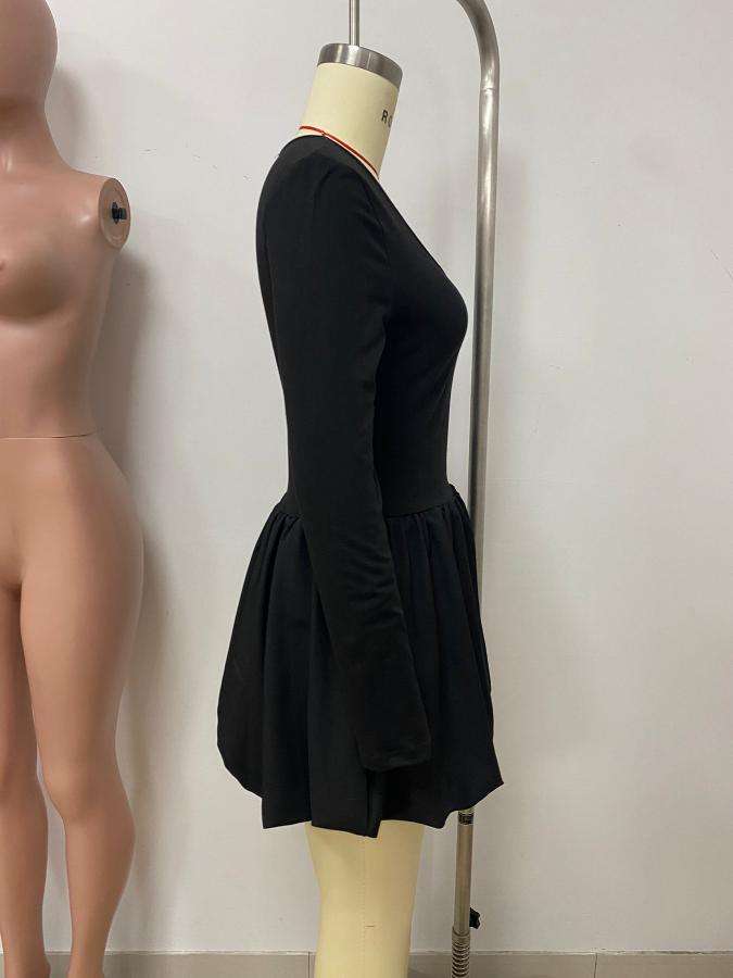 Long-Sleeve Bubble Hem Mini Dress image 2