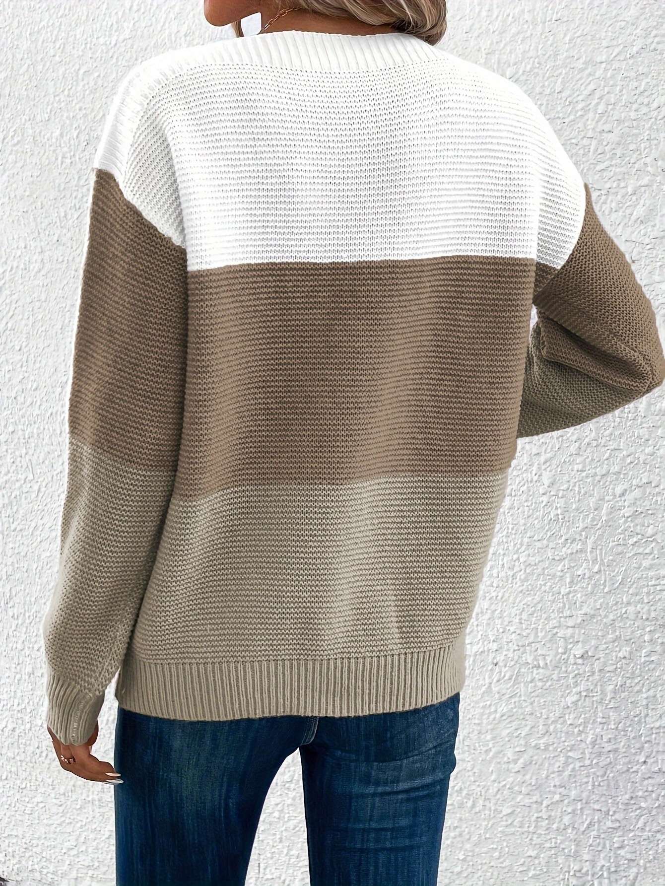 Modern sweater with splicing and a boat neckline image 6