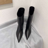Elongated Square-Toe Kitten-Heel Calf Boots image 0