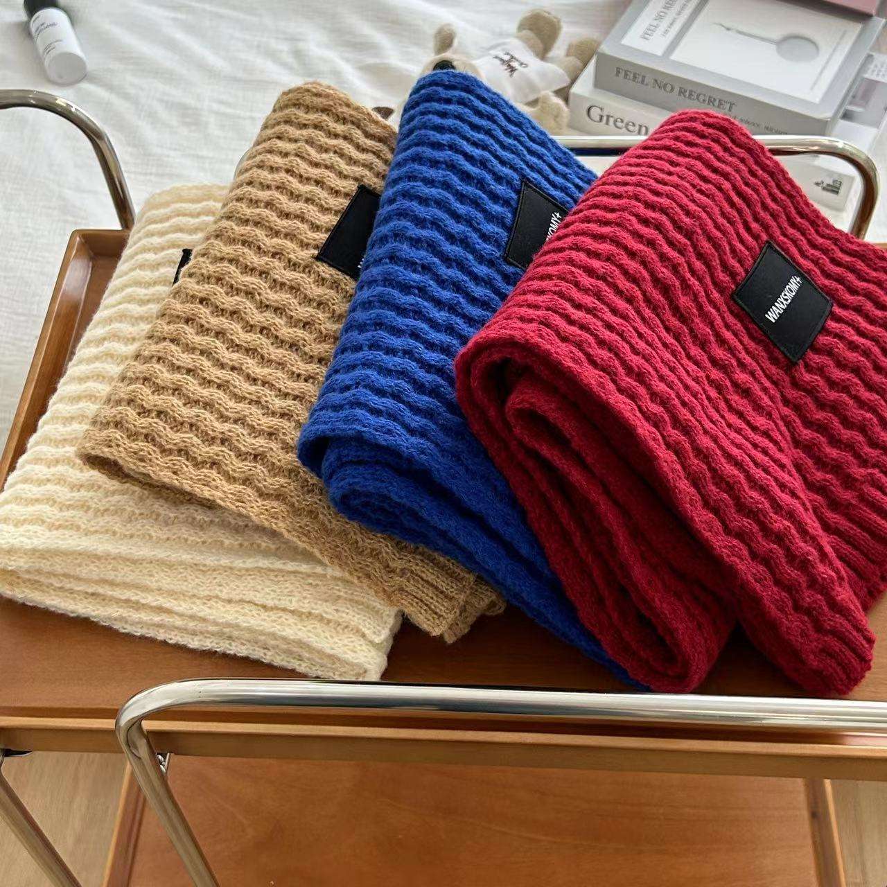 Solid Knitted Warn Winter Scarf image 5