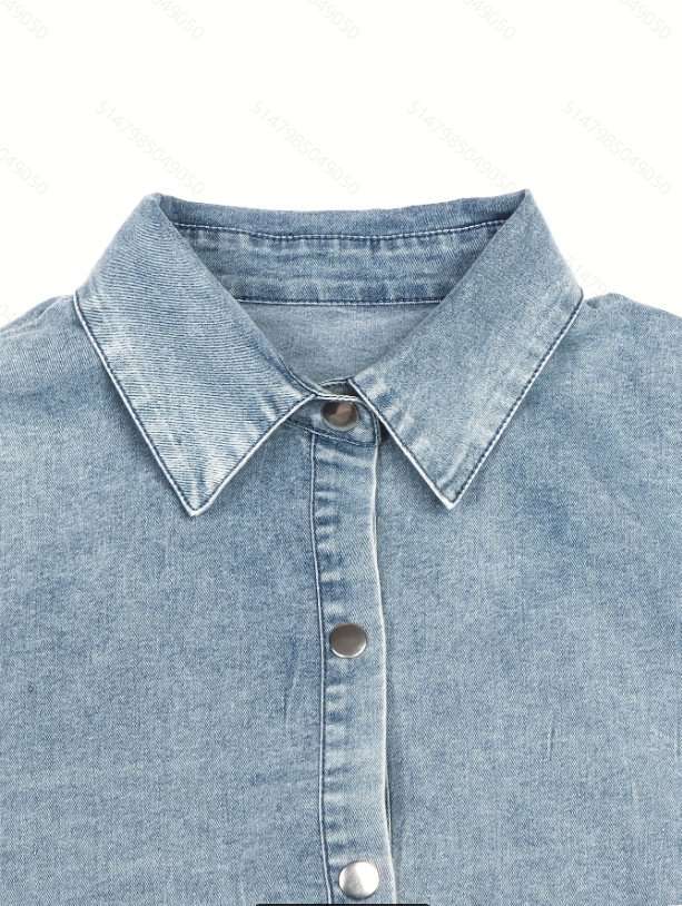 Puff Sleeve Button-Down Mini Dress image 4