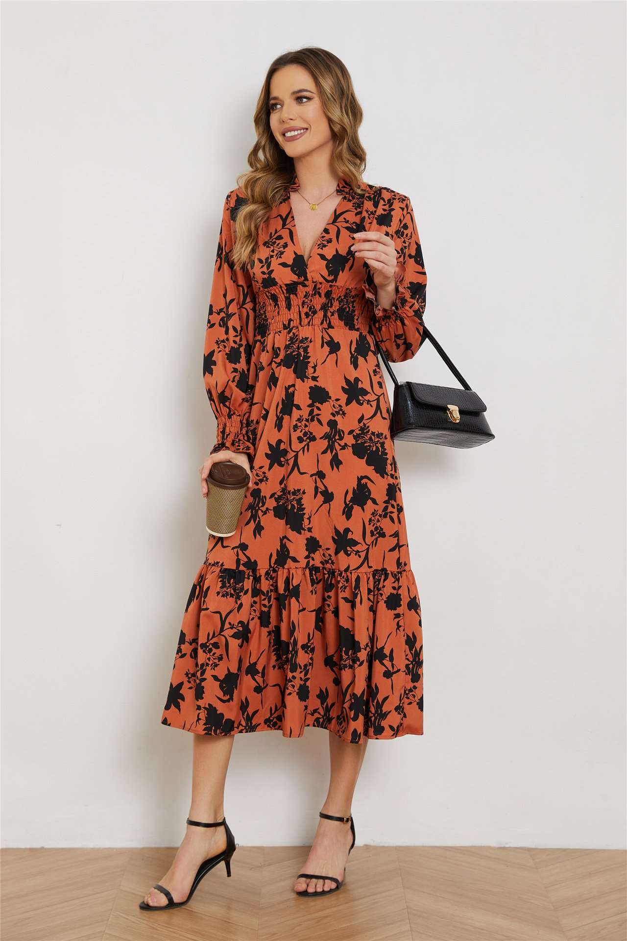 Autumn Bloom Smocked Midi Dress image 3