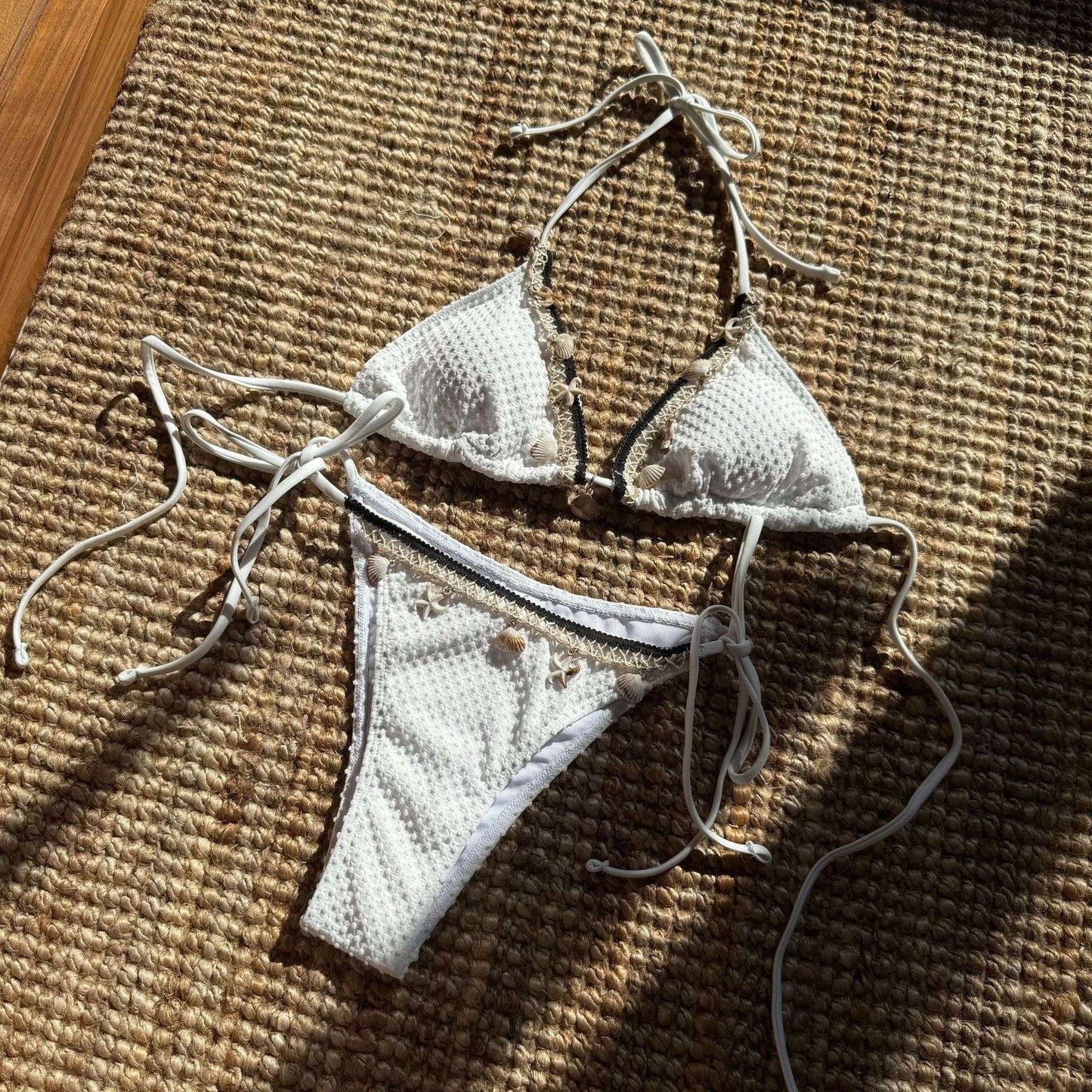 Textured Triangle Bikini with Shell & Star Charm image 6