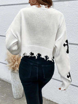 Cross Pattern Crop Sweater image 3