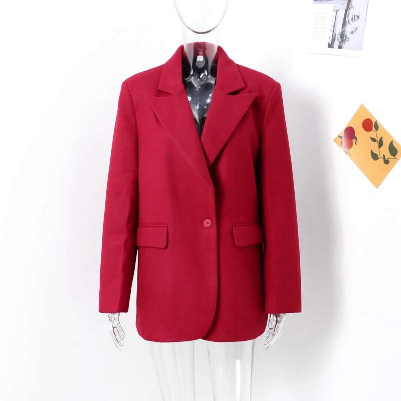 Red Oversized Lapel Collar Jacket - M, Red image