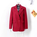 Red Oversized Lapel Collar Jacket - M, Red image