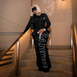 Graphic Wide Leg Sweatpants - S, Black image