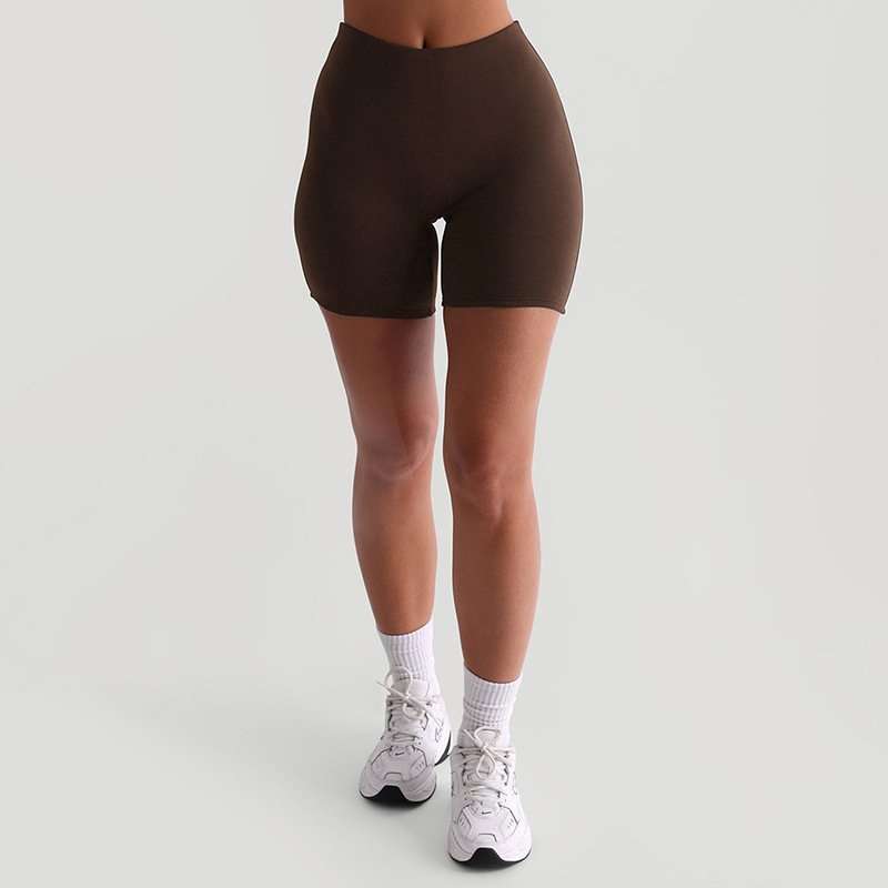 Solid Skinny Stretchy Shorts - L, Brown image
