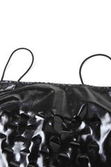 Sexy Hollow Out Spaghetti Strap PU Leather Maxi Dress image 6