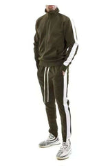 Striped Casual Tracksuit Set - XL, Herbal Green image