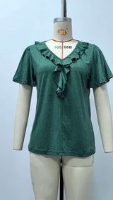 Ruffled V-Neck Short-Sleeve Top image 6
