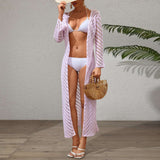 Long Sleeve Sheer Knit Beach Cover-Up image 2