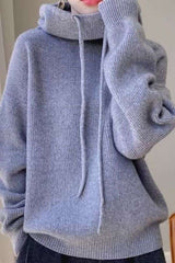 Turtleneck Hooded Loose Sweater image 0