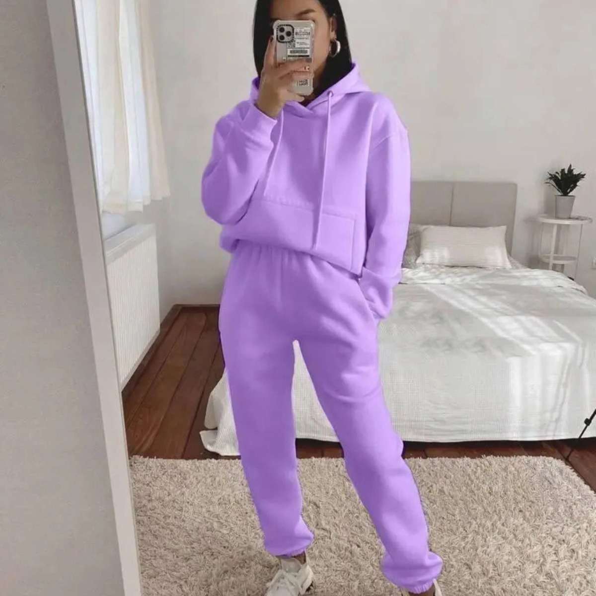 Loose Fit Hooded Co-Ords - L, Sweet Lavender Purple image