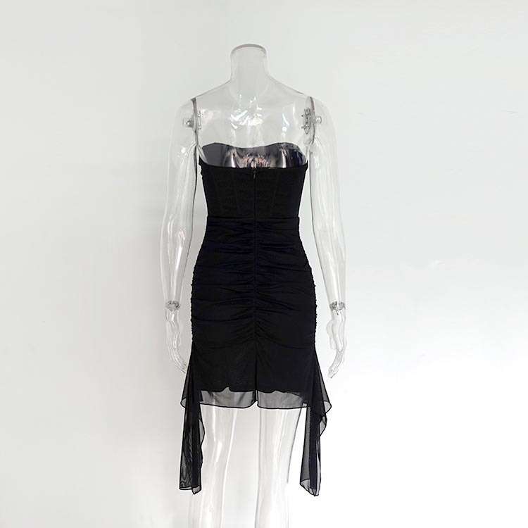 Strapless Ruched Dress with Asymmetrical Hem image 5