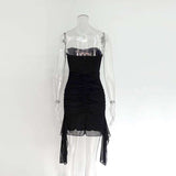 Strapless Ruched Dress with Asymmetrical Hem image 5
