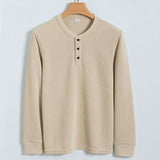 Henley Neck Cotton T-shirt - XL, Oat Beige image