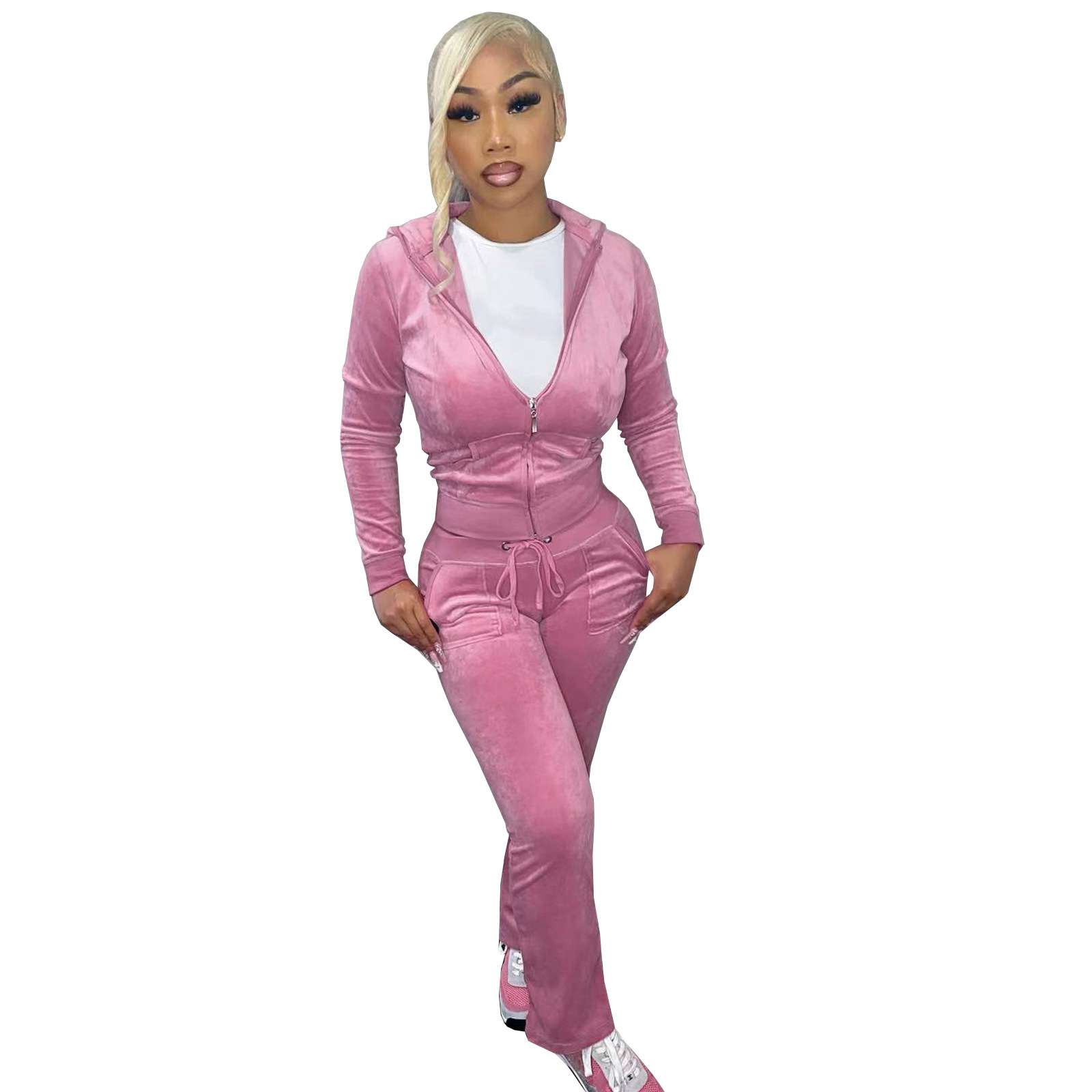 Velvet Luxe Tracksuit - M, Pink image