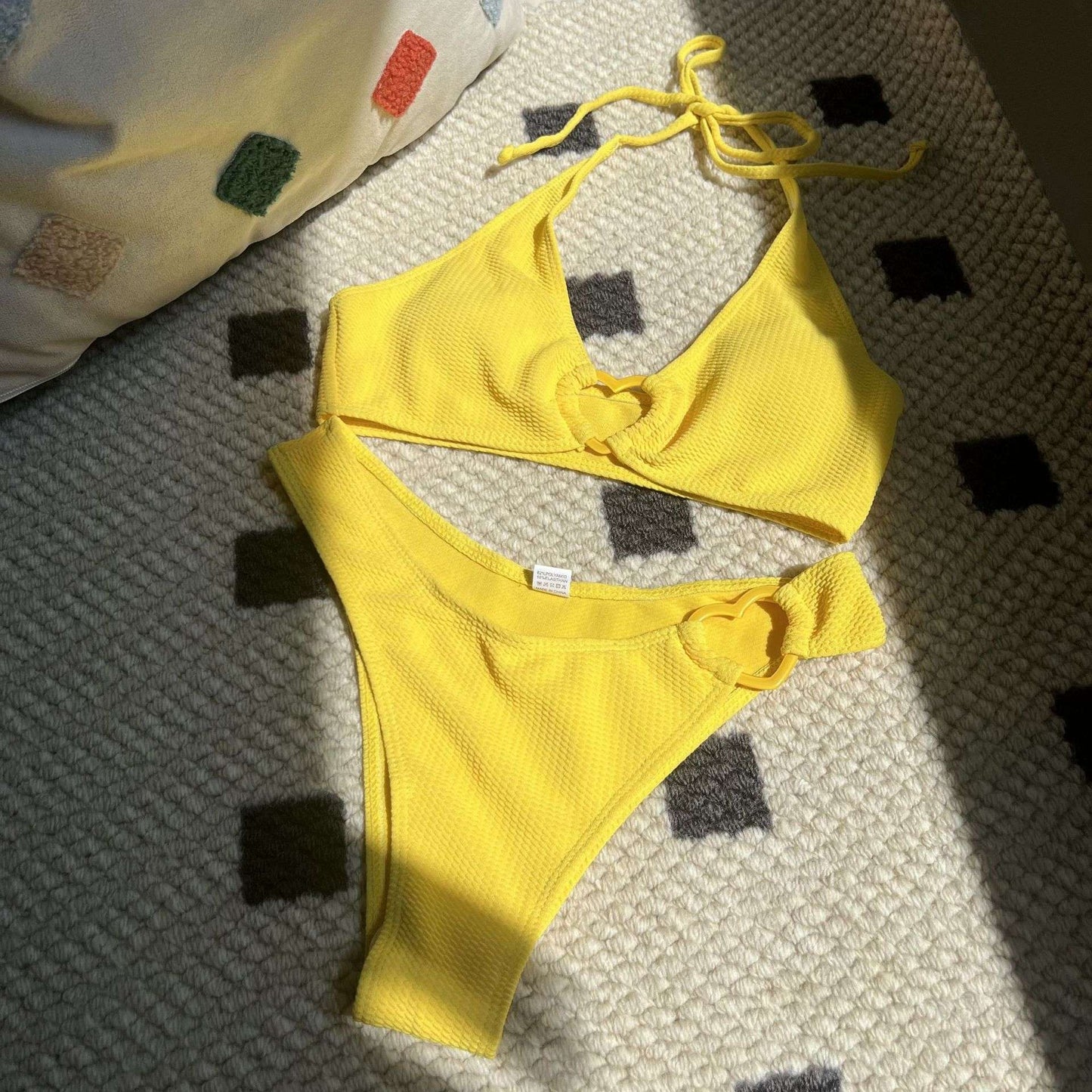 Yellow Heart-Accented Bikini Set image 4