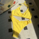 Yellow Heart-Accented Bikini Set image 4