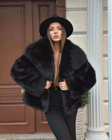 Faux Fur Coat with Oversized Collar image 2