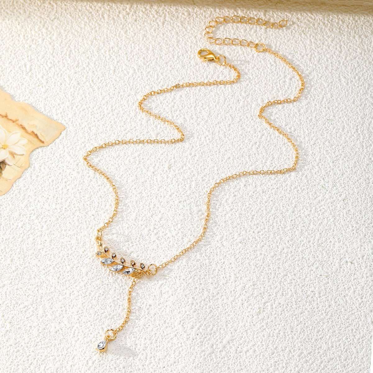 Flower Lariat Necklace Y Pendant image 2