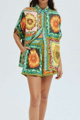 Floral Short Set with Oversized Shirt & Shorts image 0