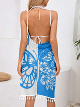 Print Sarong Wrap with Tassel Hem image 4