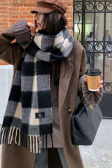 Women Checked Muffler With Fringes image 0