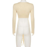 Tie-Front Long Sleeve Crop Top image 4