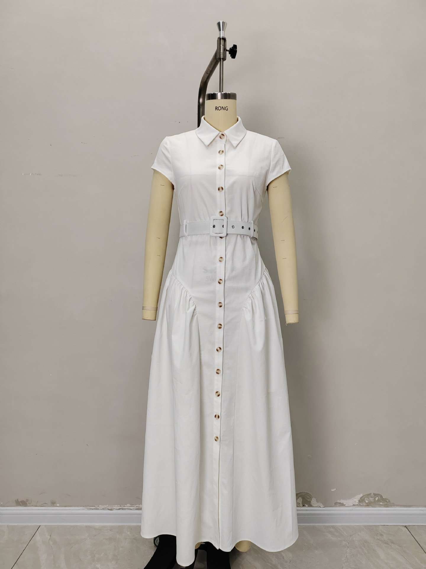 Button-Front Maxi Dress with Belt image 3