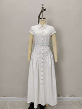 Button-Front Maxi Dress with Belt image 3