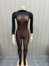 Sheer Cut-Out Jumpsuit with Long Sleeves image 3