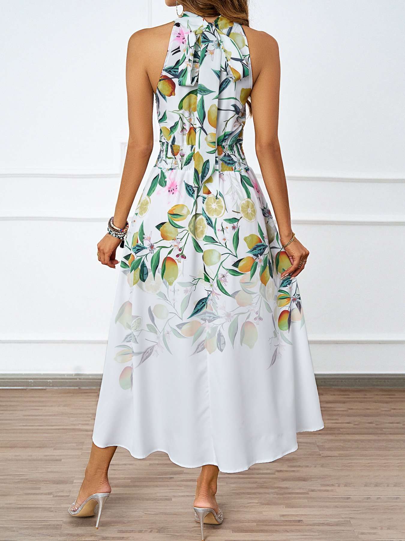 Halter Neck Floral Midi Dress image 2