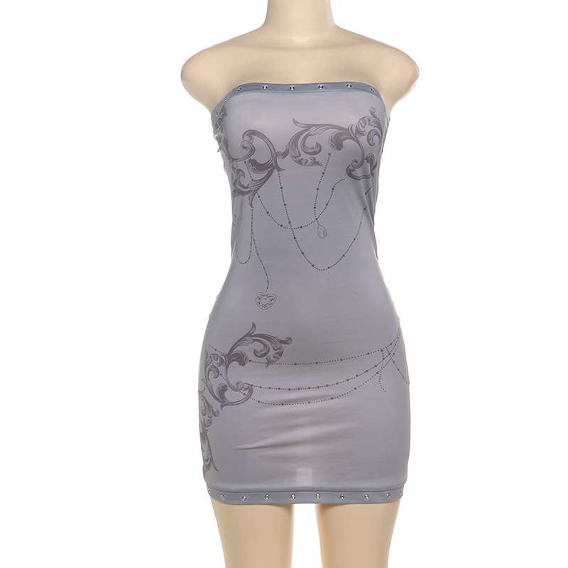 Strapless Gray Mini Dress image 6