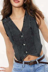 Light Wash Crop Vest image 0