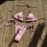 Textured Triangle Bikini with Shell & Star Charm image 5