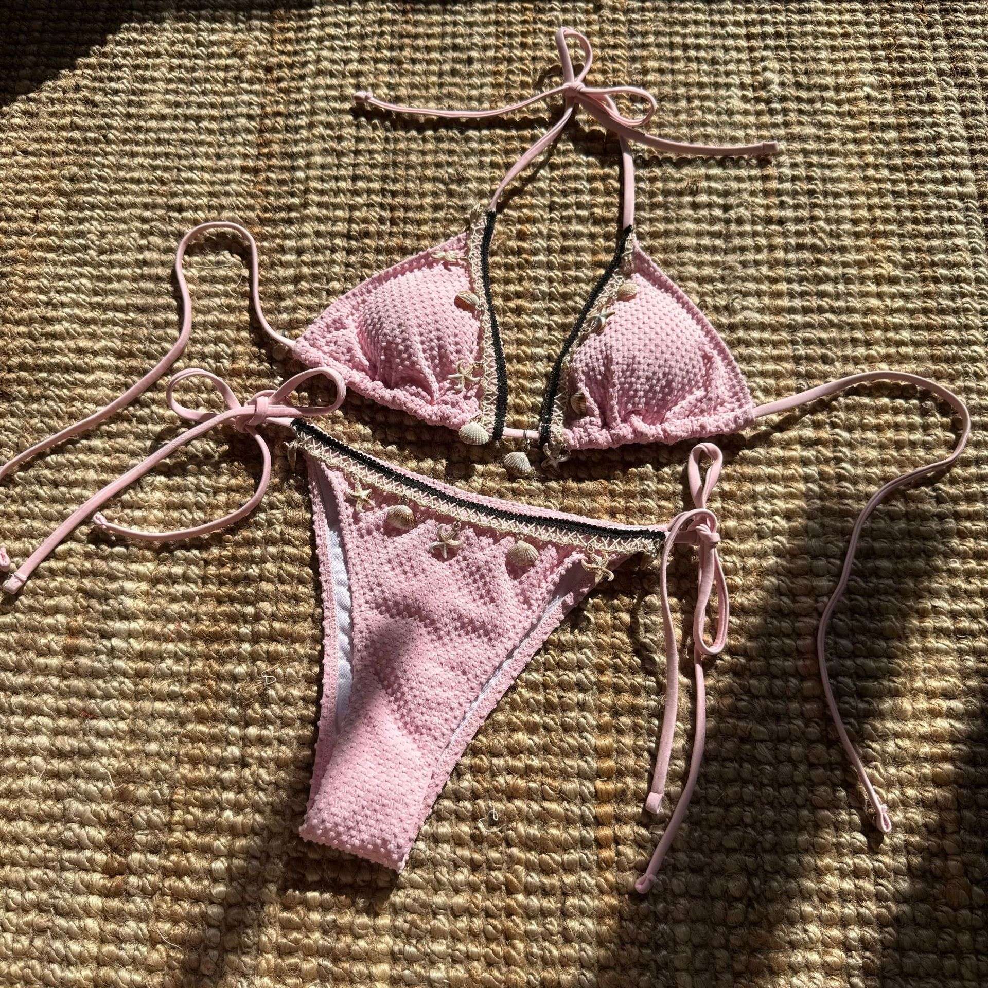 Textured Triangle Bikini with Shell & Star Charm image 5