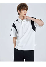Contrast Panel Polo Shirt - XL, Multi Black image