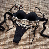 White Shell-Embellished Bikini Set image 5